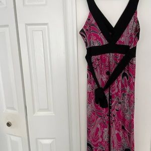Black and pink flowers sun dress